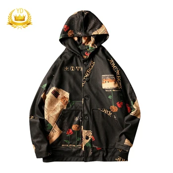 

Harajuku Color Block Jacket Streetwear Mens Hip Hop Windbreaker Jacket Printed Street Dance Jacket Coat Autumn Clothes YDJS