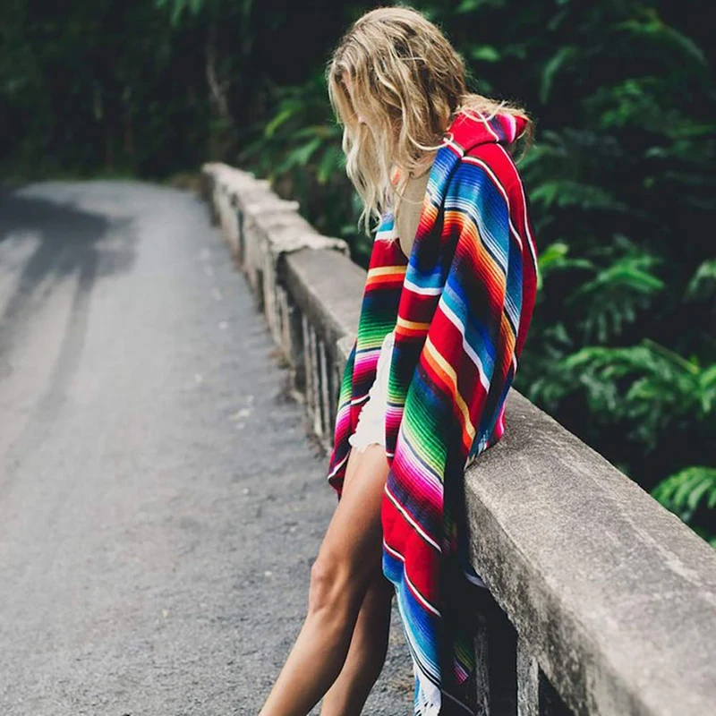 

Mexican Tablecloth for Mexican Party Wedding Decorations, Mexican Saltillo Serape Blanket Bed Blanket Outdoor Table Cover Table