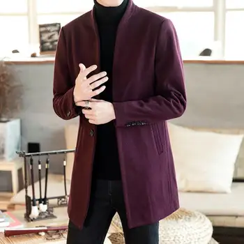 

2019 New Mens Wool Coat Jacket Double-breasted Mens Overcoat Men Coat Winter Slim Solid Male Trench Woolen cloth coat size S-5XL