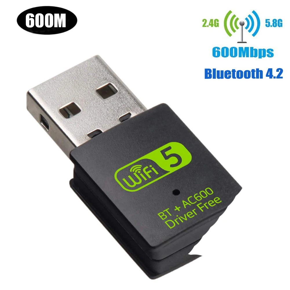 Горячий USB WiFi Bluetooth адаптер двухдиапазонный беспроводной внешний приемник ключ для ПК ноутбука - Цвет: 600m