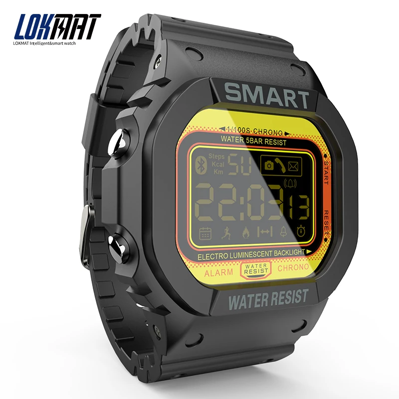 

Lokmat Mk22 Bluetooth Smart Watch New Arrival Man Smart Watch Silicone Band Square Multi Function Outdoor Wrist Watch