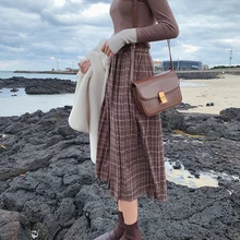 MISHOW осенне-зимняя винтажная стильная клетчатая юбка Женская Повседневная плиссированная юбка с высокой талией MX19D1729