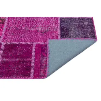 

Handmade Fuchsia Vintage Overdyed Patchwork Area Rug 120x180 Cm-3'11''X5'11''