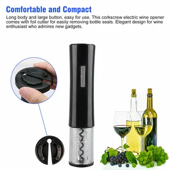 

Electric Red Grape Wine Bottle Opener Automatic Wooden Cork Extractor Corkscrew with Paper Remover