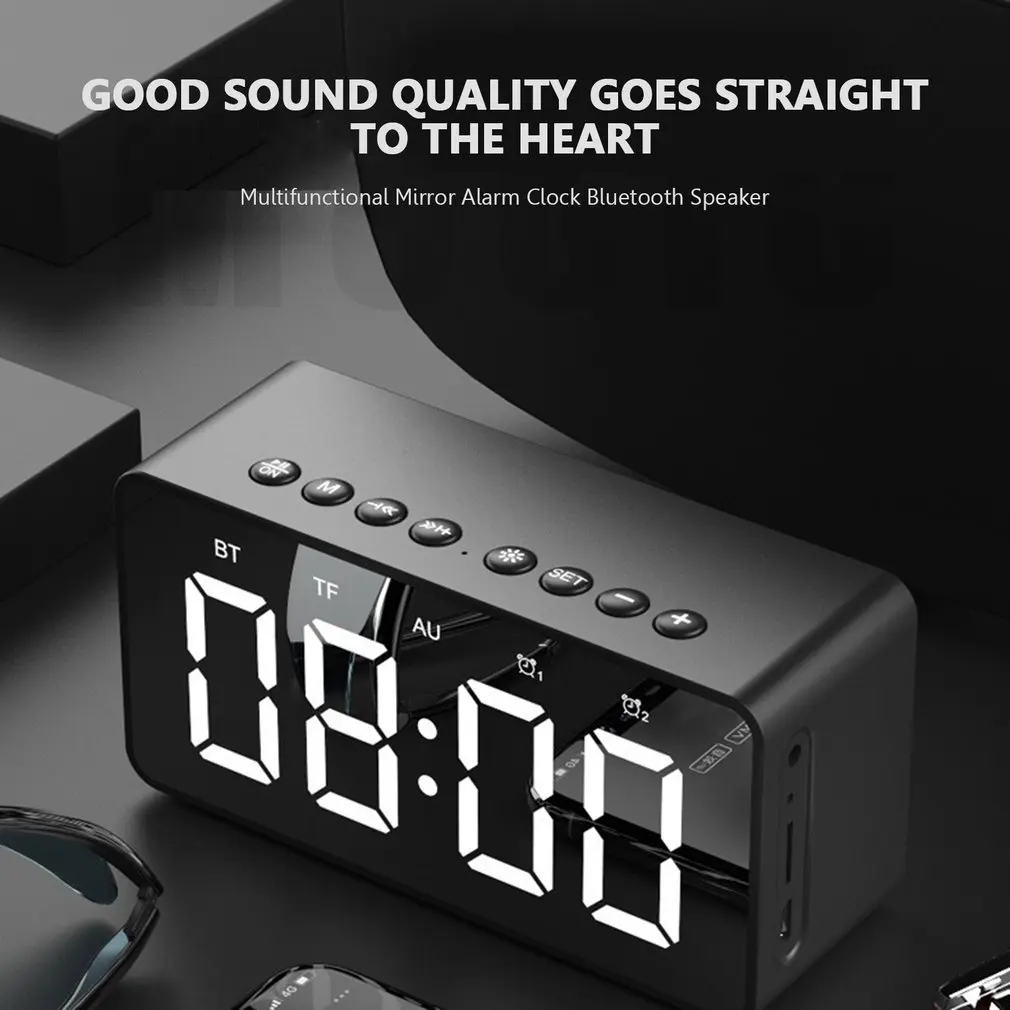 BT506 Мини Bluetooth беспроводной динамик супер бас зеркало с экранные часы Подарочная карта бас маленький звук профессиональный