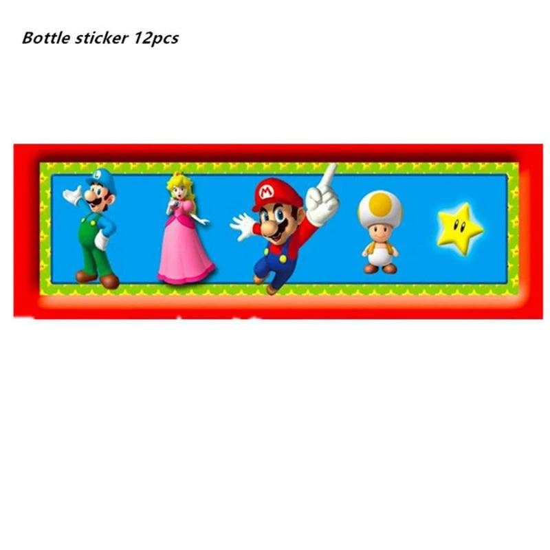 12 Pieces Nouveau Super Mario Bros Bouteille D Eau Etiquette Joyeux Anniversaire Barre De Bonbons Enfants Fete D Anniversaire Fournitures Bebe Douche Fete Decoration Aliexpress