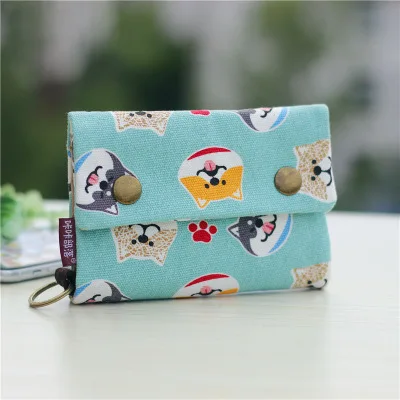 light blue dog Beibaobao женский короткий кошелек из хлопковой ткани для женщин, большая вместительность, серый, синий цвет, для девушек, деним, многофункциональный мужской кошелек, мини - Цвет: light blue dog