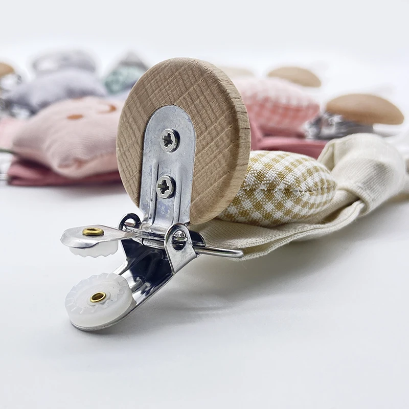Pacifier Clip Baby Pacifier Clip Infant Newborn Cotton Wooden Pacifier Chain Nipple Soother Dummy Holder Eco-friendly Material