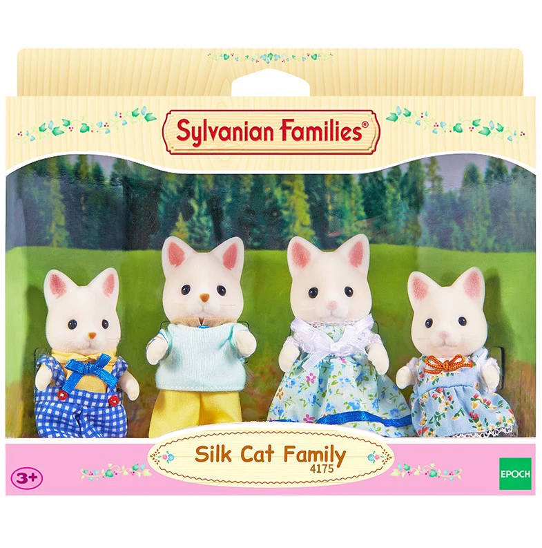 S01 Sylvanian Families Шелковый Кот семейный кукольный домик 4 шт. Набор фигурок для родителей и детей девочка игрушка подарок 4175