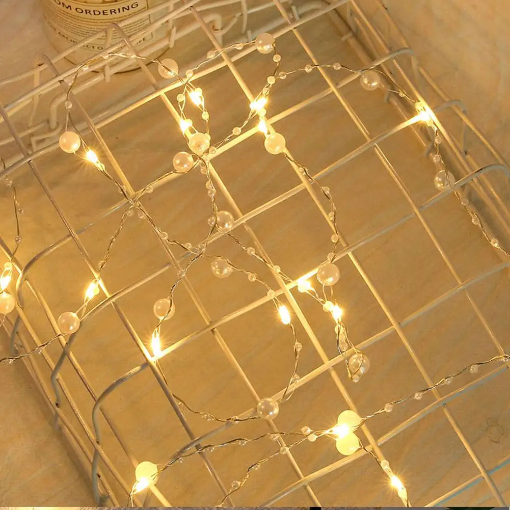 

Battery Operated Pearl 20LED copper wire String lights Pearlized Fairy Lights for Wedding Home Party Christmas Decorations