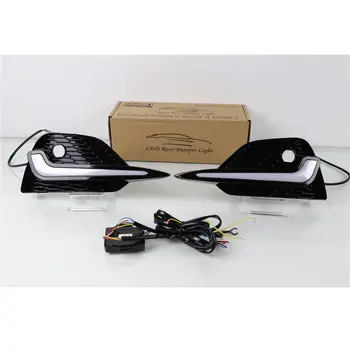 

2PCS LED Daytime Running Light For Nissan Qashqai 2017 2018 2019 2020 Dynamic Turn Yellow Signal Car DRL 12V LED Fog Lamp