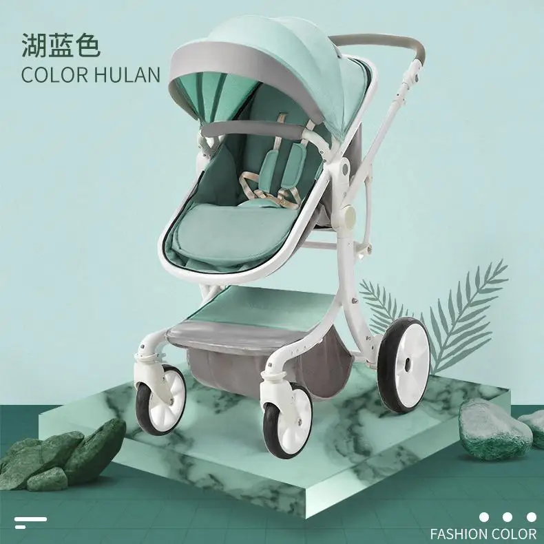green Teknum 3in1Baby тележка двунаправленная откидывающаяся Высокая Ландшафтная Складная зонтичная тележка портативная детская тележка - Цвет: green