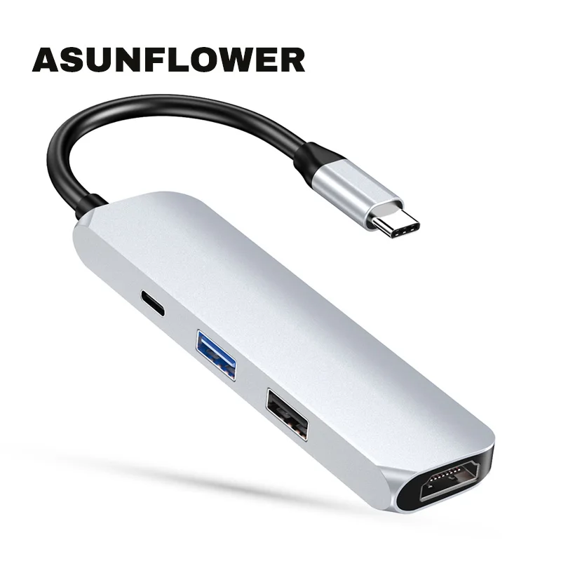 Asunflower USB C концентратор тип C до 4K HDMI адаптер для MacBook Air 13 адаптер USB C до USB 3,0 2,0 концентратор разветвитель с PD порт зарядки