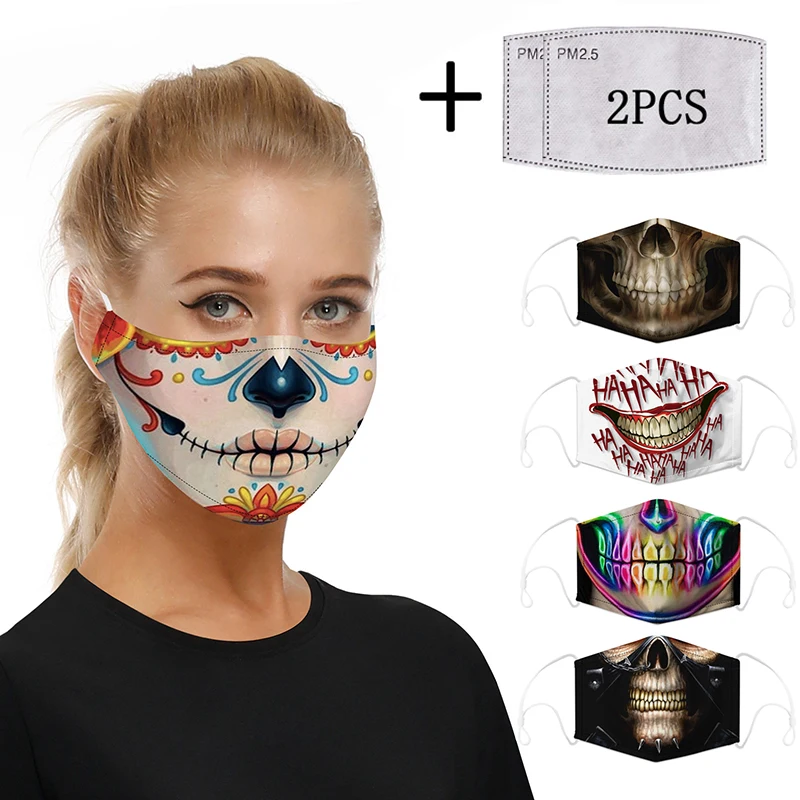 Print Mouth Mask Washable Cotton PM2.5 Filter Anti Dust Face Reusable Mouth-muffle Bacteria Proof Flu Adult | Аксессуары для