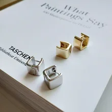 font b 925 b font Silver Square Wide Edition Huggies font b Earring b font