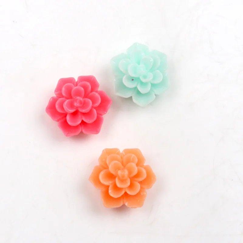 12mm 50PCS Fashion Candy Flower Flatback Resin Cabochons Scrapbook Craft DIY Phone Headwear Party Decorations Accessories