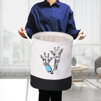 

Portable Canvas Laundry Hamper Dirty Clothes Storage Bag Waterproof Laundry Organizer Basket Large Capacity Home Storage Basket