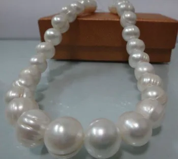 

Huge Natural 10-11MM SOUTH SEA GENUINE WHITE BAROQUE PEARL NECKLACE 18"