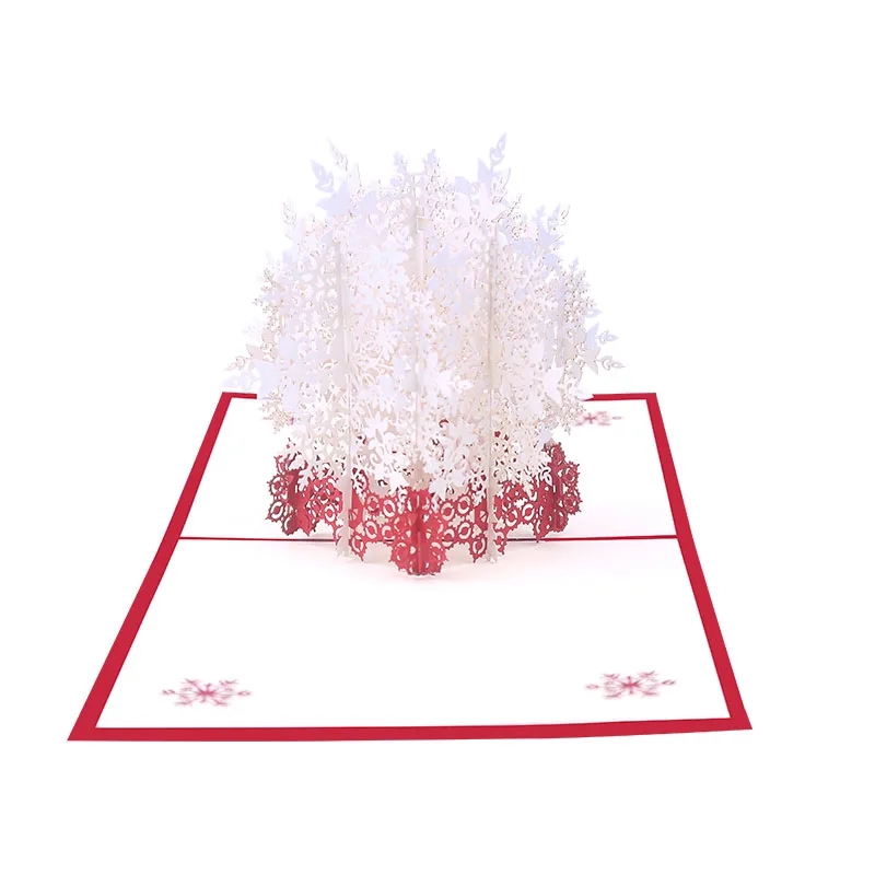 Merry Christmas Cards Tree Winter Gift 3D Pop-Up Decoration Stickers Laser Cut New Year Greeting | Дом и сад