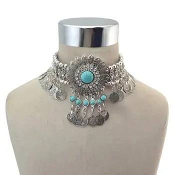 Women Vintage Silver Color Geometric Shape Necklaces 1Pc Sadoun.com
