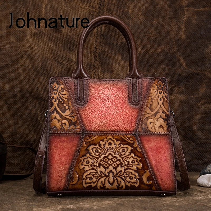Женская сумка через плечо Johnature Большая вместительная из натуральной кожи с