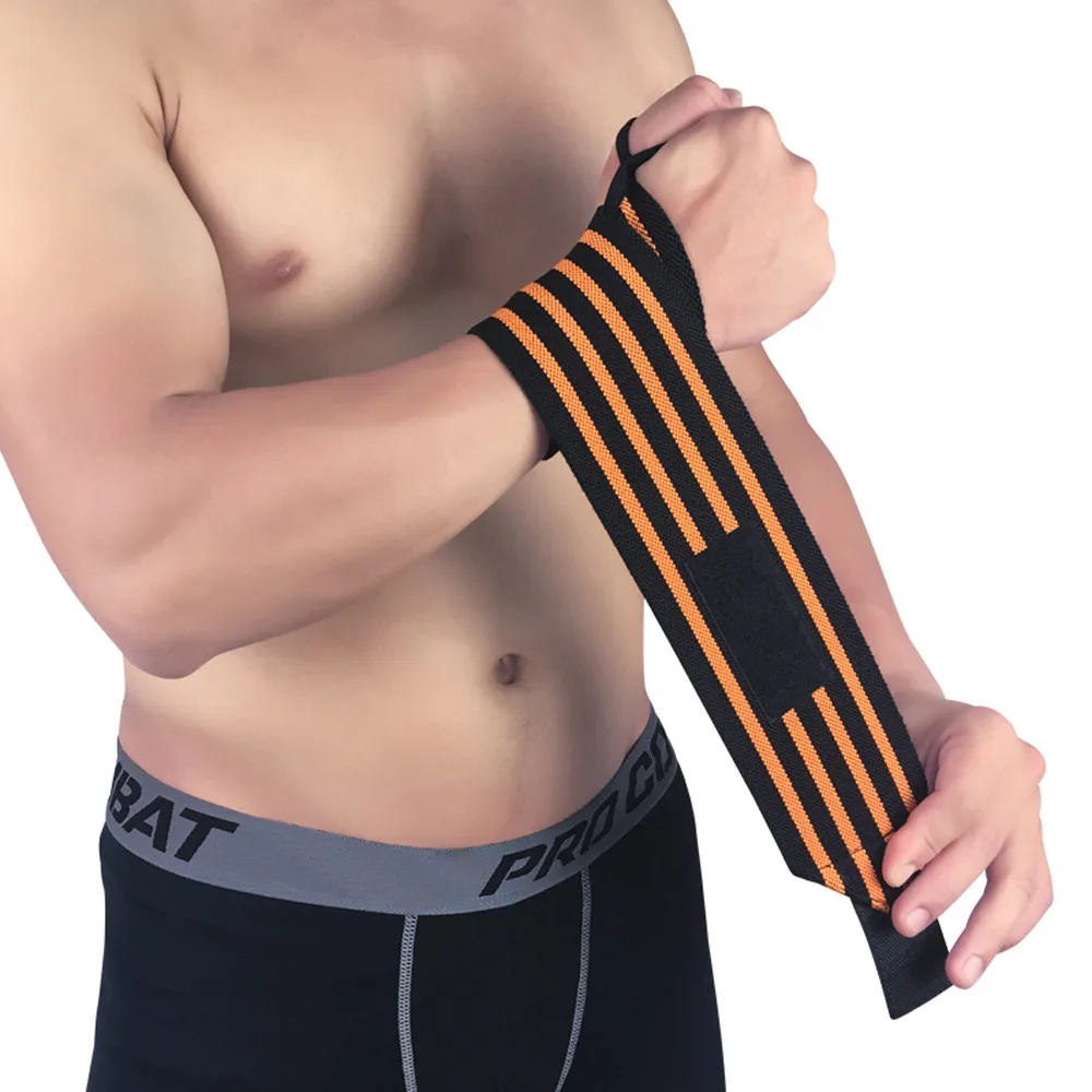 1 Piece Color Stripe Wristband Multifunction Elasticity Fitness Gym Sport Bandage Wrist Wrap Bandage Hand Support Wrist band - Цвет: Оранжевый
