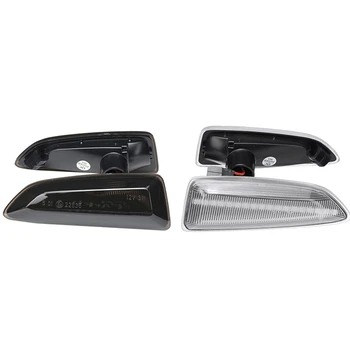 

4Pcs Dynamic LED Side Marker Lights 12V Flowing Turn Signal Light Side Repeater Lamp, 2 Pcs Black & 2 Pcs White