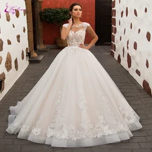 Waulizane свадебное платье трапециевидной формы с потрясающими симметричными аппликациями длиной до пола