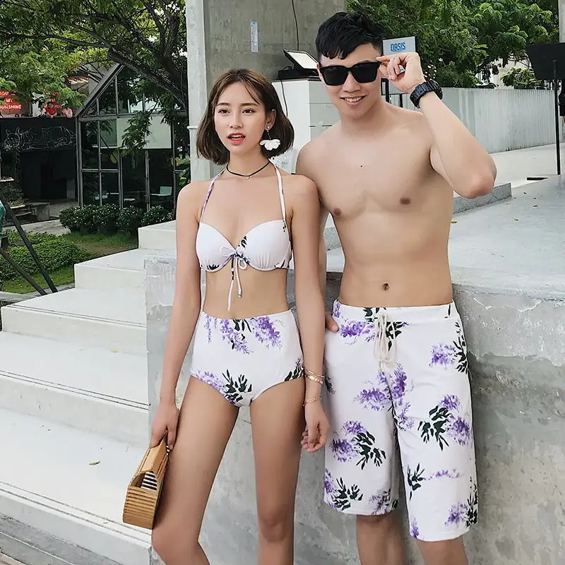 

Couples Bathing Suit Women's Three-piece Set Sexy Bikini Small Bust Gathering Split Skirt-Belly Covering Slimming Hot Springs WO
