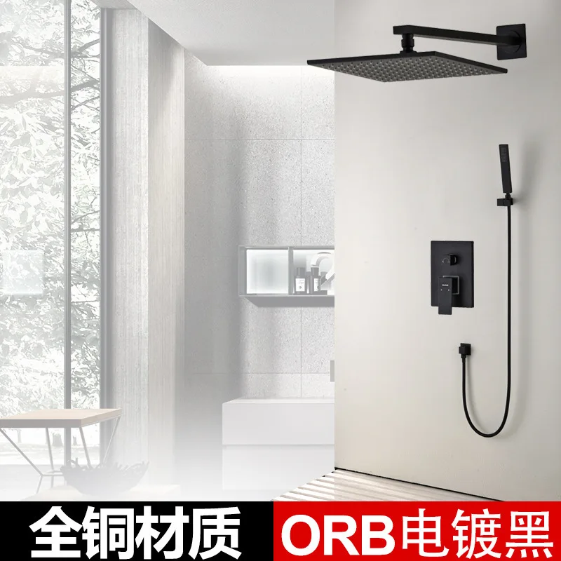 

Black Brass Thermostatic Faucets Bathroom Faucet Set Thermostatic Mix Valve With 8/10/12 Inch Rainfull Shower Head