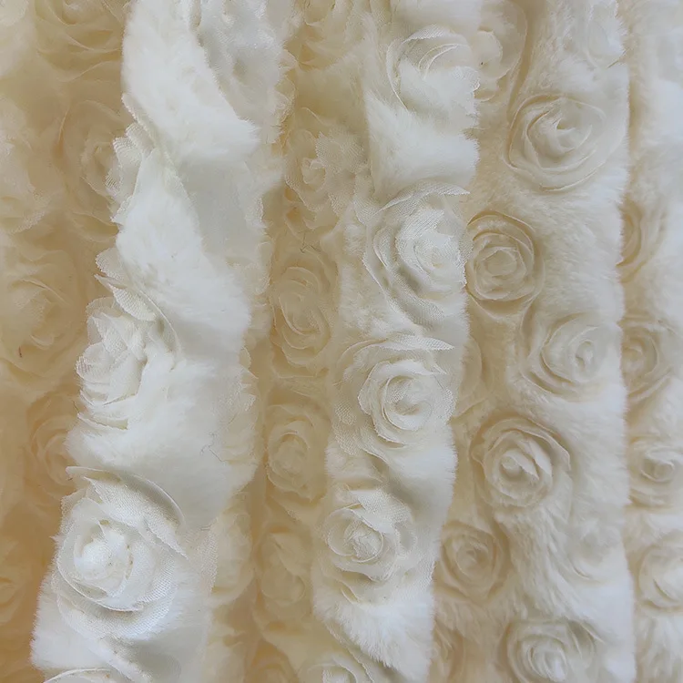 Маленький кролик бархат корейский искусственный мех с бархатным узором вышитый трехмерный Роза цветок-украшение модная ткань(280g/㎡