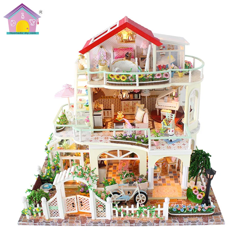 

Hoomeda-diy DIY Wooden Cabin Architecture Model Creative CHILDREN'S DAY Toy Large Villa Forever