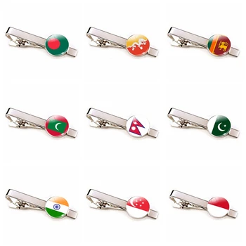 

Southeast and South Asia Flag Men Tie Clips Alloy Tie Bar Clip Pins India Pakistan Sri Lanka Singapore Flag Tieclip