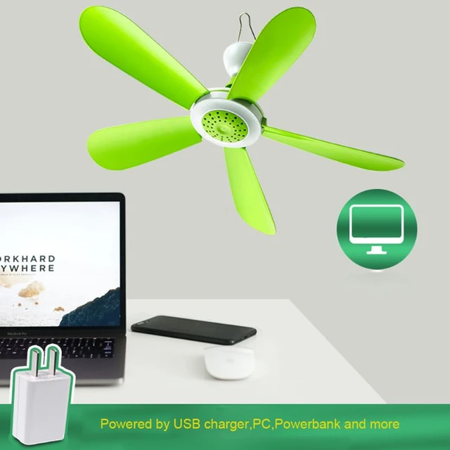 Portable Ceiling Fan With Remote Control 5V 2A Mini USB Tent Fan 6