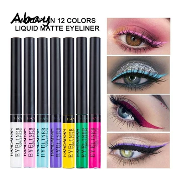 

Abat 12 Colors/Set Women Liquid Eyeliner Bright Waterproof Eye Liner Pencil Long-Lasting White Eye Liner Eyes Makeup Cosmetics