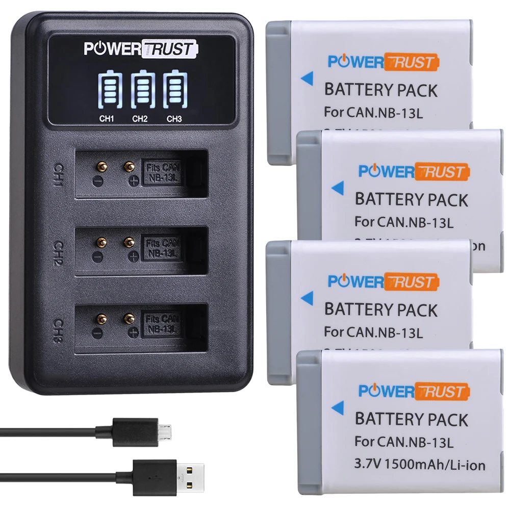 4 Pz Nb-13L Nb 13L 13L Batteria + Led 3 Slot Caricatore Usb Per Canon G7X G9X G5X G7X Mark Ii G9X Mark Ii Sx620 Hs Sx720 Hs Camera