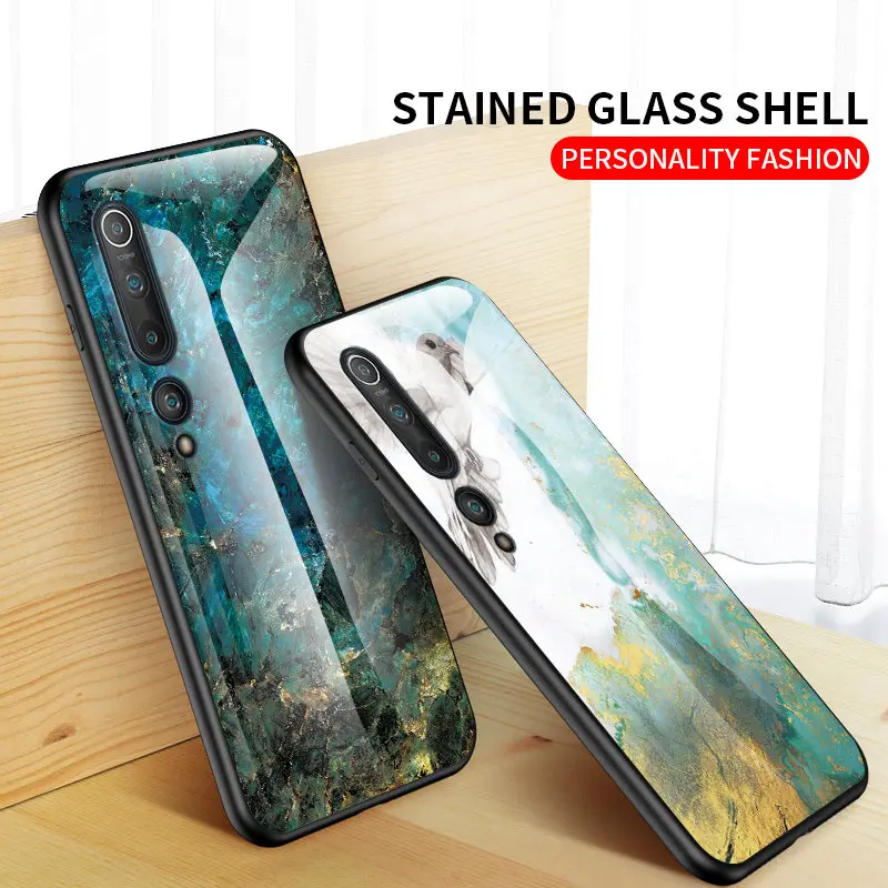 Marble Tempered Glass Phone Case For Xiaomi 10 Mi Pro Coque Ultra-thin Shockproof Back Cover Fundas | Мобильные телефоны и