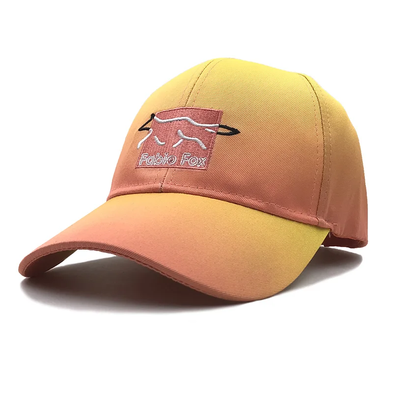 Spring summer fashion fox embroidery man woman cotton baseball cap gradient color element style trend breathable Snapback Cap