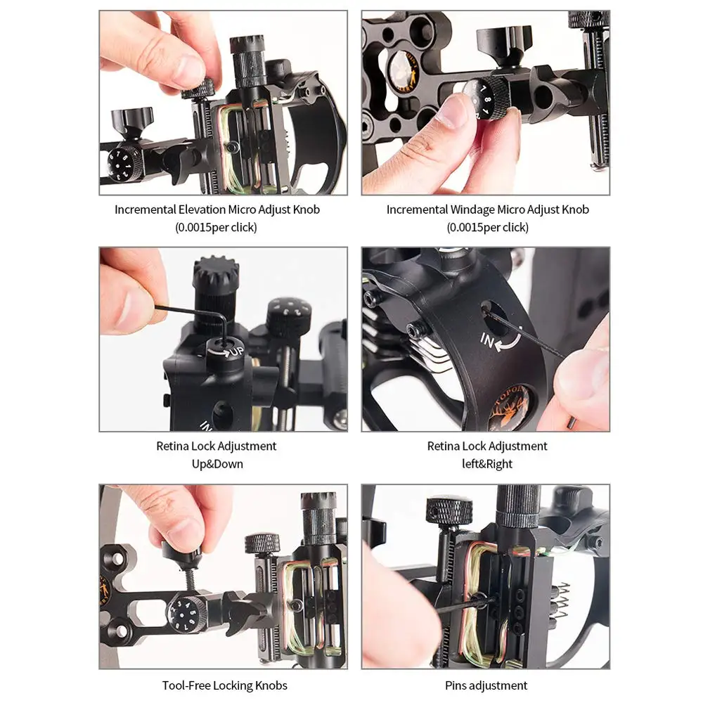 1 шт. 0. 01" 5 Pin лук прицел с микро регулируемым съемным кронштейном прицел светильник для блочного Лука стрельба из лука охота
