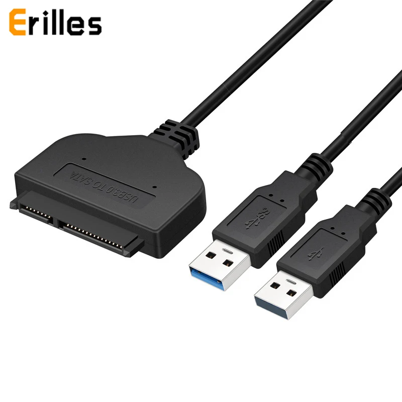 

2.5 inch HDD SSD Hard Disk 22 Pin Sata III Cable USB 3.0 6Gbps SATA 3 Cord UASP Sata to USB 3.0 Adapter External Power Supply