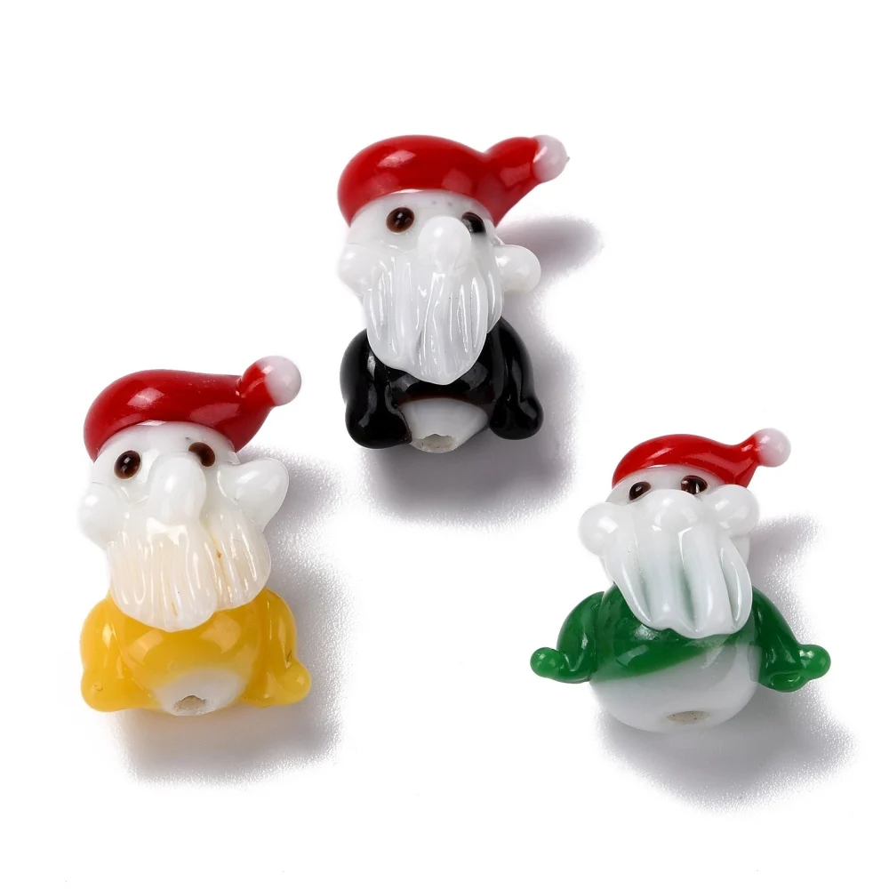 

About 15pcs/Strand Cartoon Santa Claus Handmade Lampwork Beads Strands For DIY Earring Necklace Jewelry Making Accessories