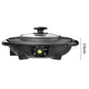 Home 220V Stainless Steel Nonstick Coat Pan Electric Hot Pot 1600W Auto Thermostat Control Frying Barbecue Grilled Meat Boiler 3