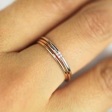 Женские тонкие кольца, один, два, три камня, розовое золото, серебро, Изысканные Свадебные обручальные минималистичные кольца для женщин, ювелирные аксессуары