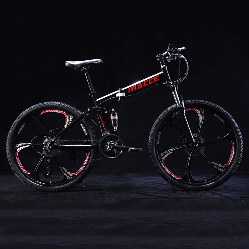 24 Inch Folding Mountain Bicycle 21 Speed Double Shock Absorption Off-Road Variable Speed Adult Student One-Wheeled Bike