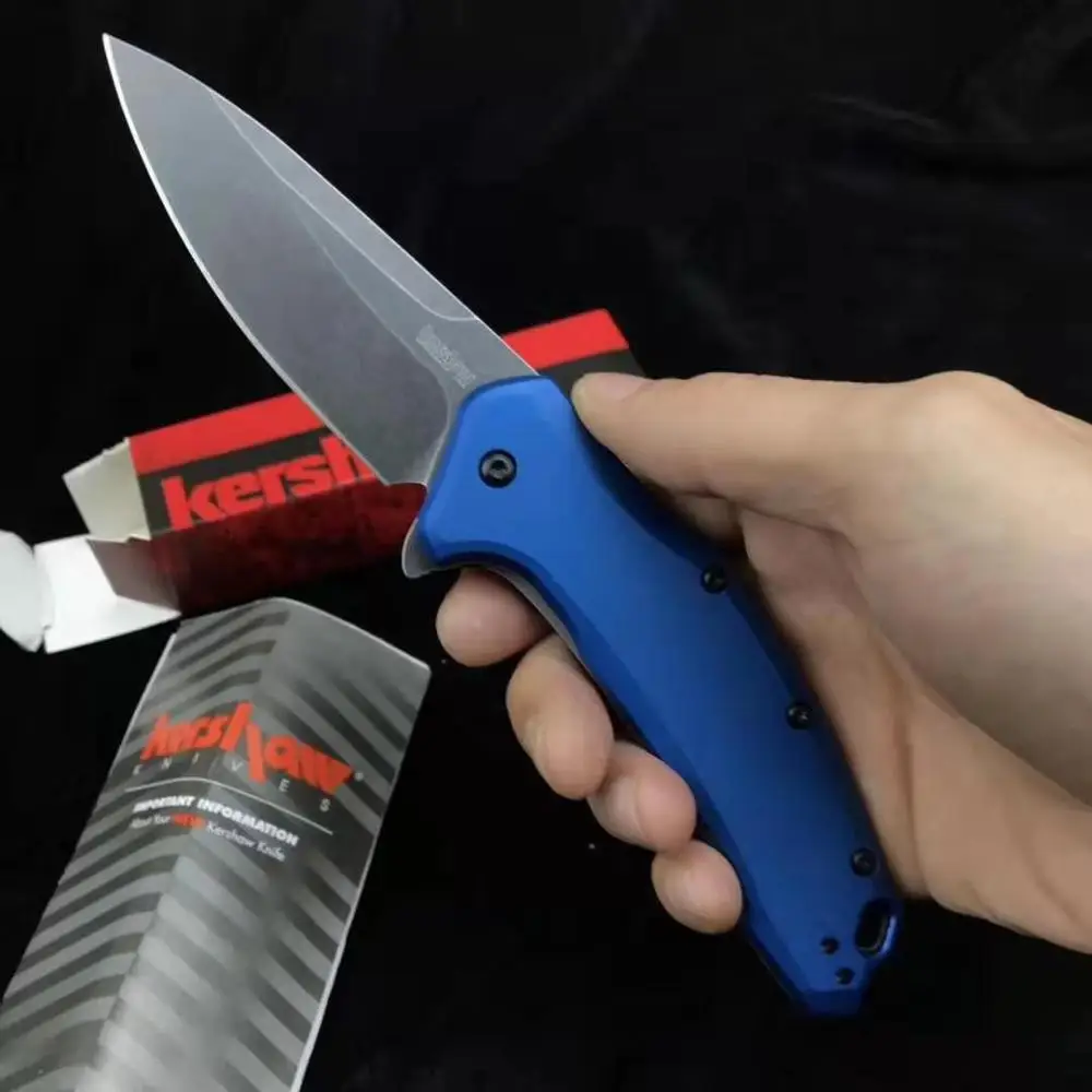 Baratos Kershaw 1776 cuchillo de camping de bolsillo plegable 8cr13 hoja aviación mango de aluminio al aire libre táctico caza supervivencia cuchillos EDC herramienta
