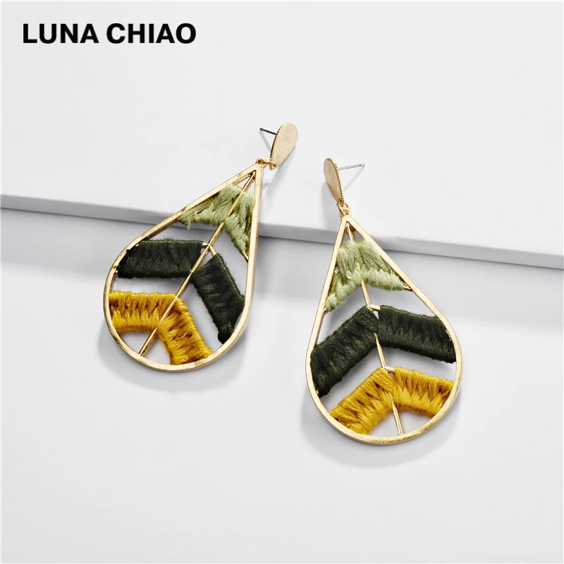 Женские цветные серьги-подвески LUNA CHIAO плетеные серьги из хлопка в стиле бохо |