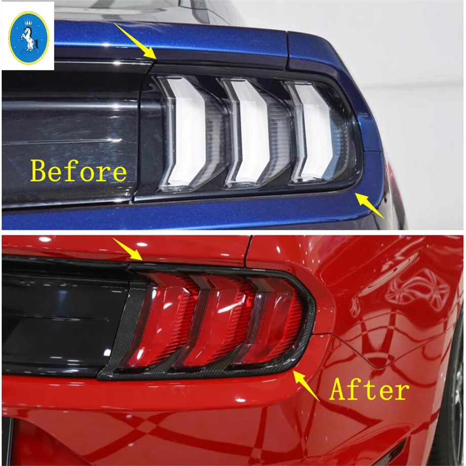 

Задние фонари Yimaautotrims, задние фонари, крышка, комплект для Ford Mustang 2018 2019 2020, АБС-пластик, углеродное волокно