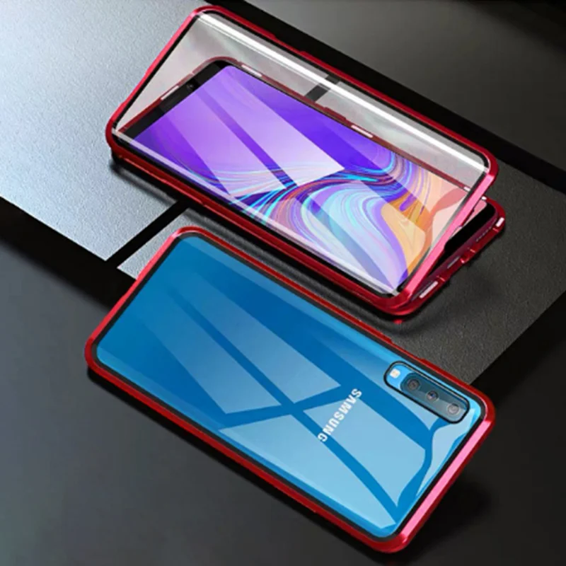 

Magnetic Absorption Metal Cases for Samsung Galaxy A70 2019 Phone Cover Double Sided Glass 360 Shockproof SamsungA70