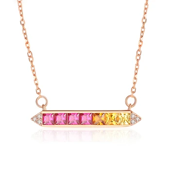 

MetJakt S925 Sterling Silver New Fashion Simple Style Natural Multi-Color Crystal Women's Clavicle Chain