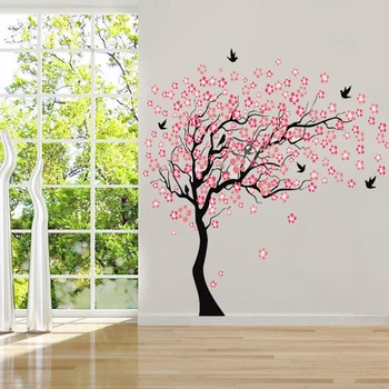 

3D Cherry Tree Pattern Wall Stickes Children's Room Kindergarten Wall Decal Acrylic Mirror Sticker Background Decoration Home